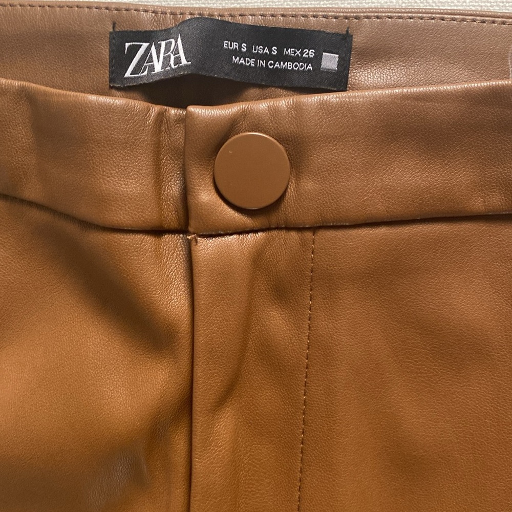 Zara faux brown leather pants - Picture 6 of 12